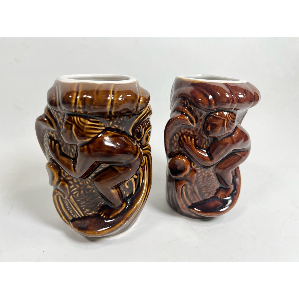 NWOT Daga Hawaii Tiki Surfer Glazed Mug set of 2